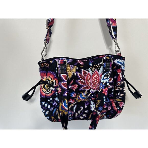 Vera Bradley Iconic Glenna Satchel Purse Retire FOXWOOD Pattern Black - Picture 7 of 8